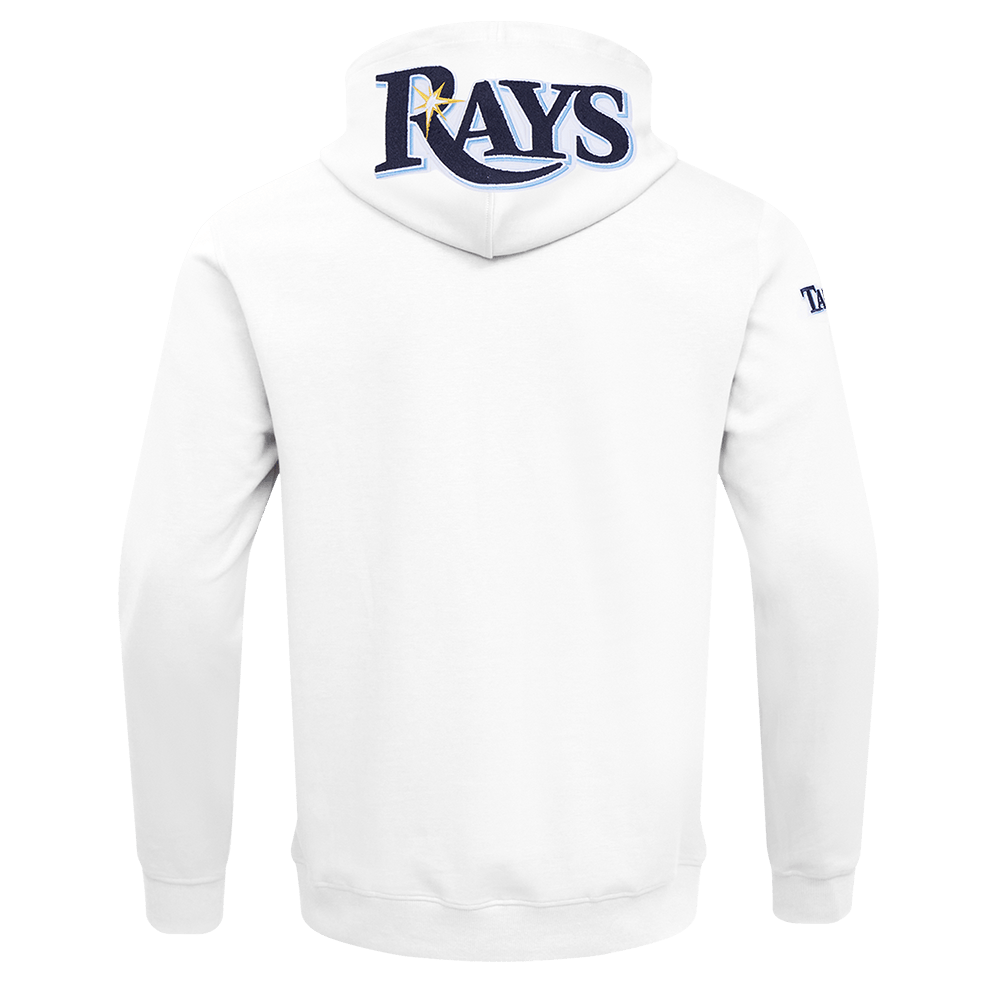 MLB TAMPA BAY RAYS CLASSIC CHENILLE MEN'S FULL ZIP PULLOVER HOODIE (WHITE)