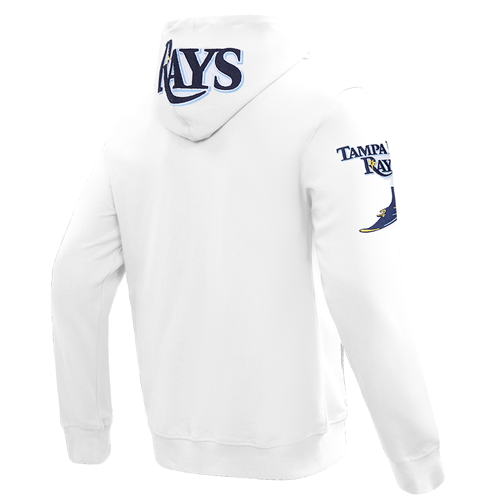 MLB TAMPA BAY RAYS CLASSIC CHENILLE MEN'S FULL ZIP PULLOVER HOODIE (WHITE)