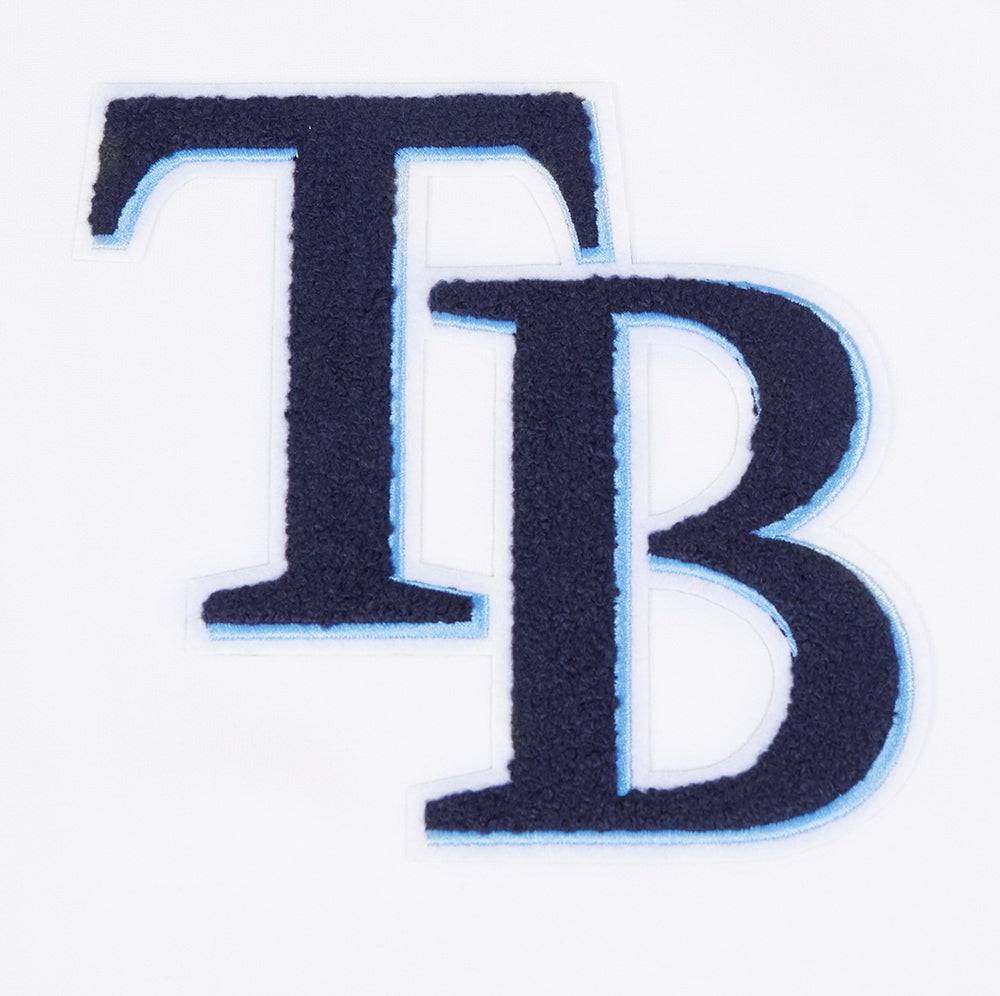 MLB TAMPA BAY RAYS CLASSIC CHENILLE MEN'S FULL ZIP PULLOVER HOODIE (WHITE)