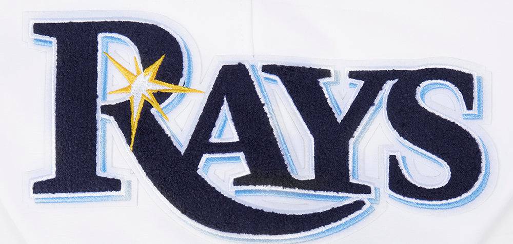 MLB TAMPA BAY RAYS CLASSIC CHENILLE MEN'S FULL ZIP PULLOVER HOODIE (WHITE)