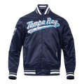 MLB TAMPA BAY RAYS SCRIPT TAIL MEN'S SATIN JACKET (MIDNIGHT NAVY)