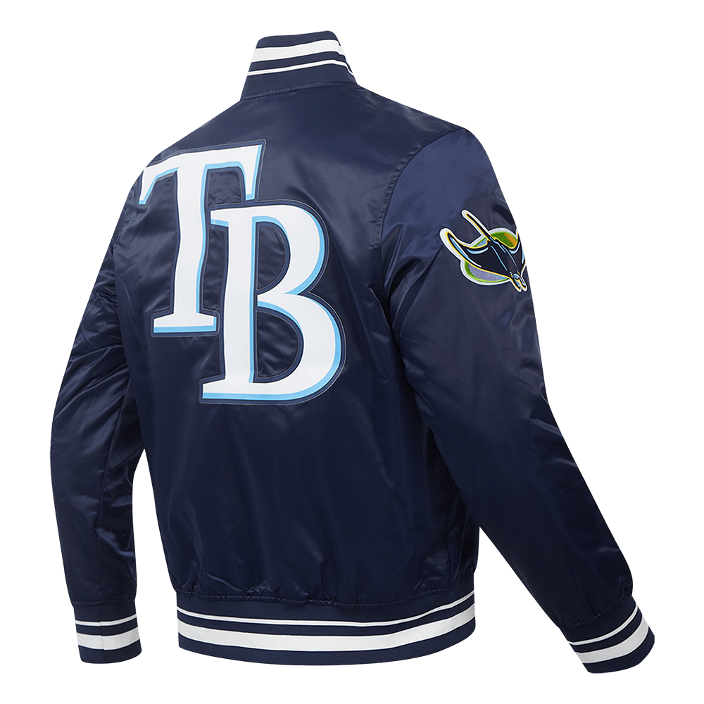 MLB TAMPA BAY RAYS SCRIPT TAIL MEN'S SATIN JACKET (MIDNIGHT NAVY)