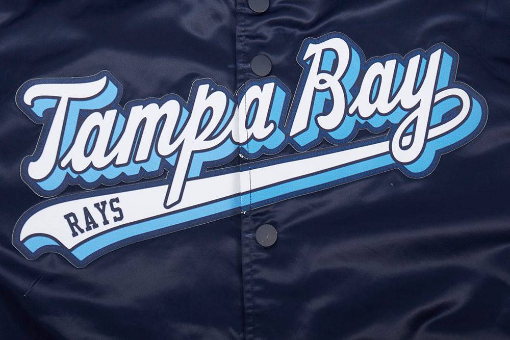 MLB TAMPA BAY RAYS SCRIPT TAIL MEN'S SATIN JACKET (MIDNIGHT NAVY)