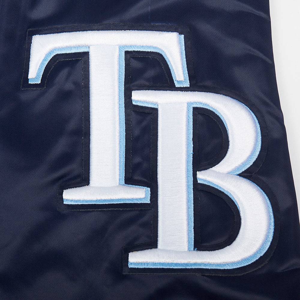 MLB TAMPA BAY RAYS SCRIPT TAIL MEN'S SATIN JACKET (MIDNIGHT NAVY)
