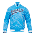 MLB TAMPA BAY RAYS SCRIPT TAIL MEN'S SATIN JACKET (UNIVERSITY BLUE)