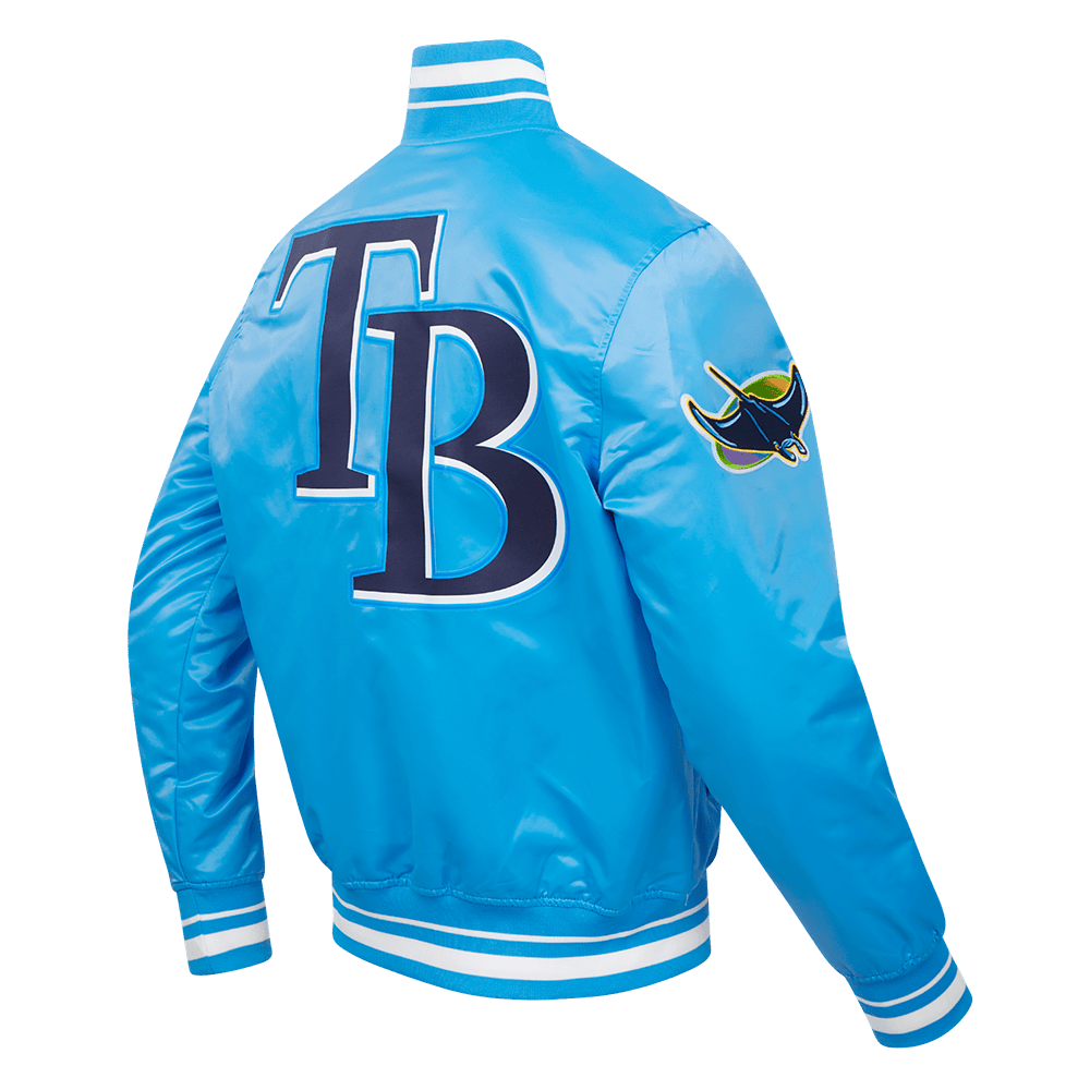 MLB TAMPA BAY RAYS SCRIPT TAIL MEN'S SATIN JACKET (UNIVERSITY BLUE)