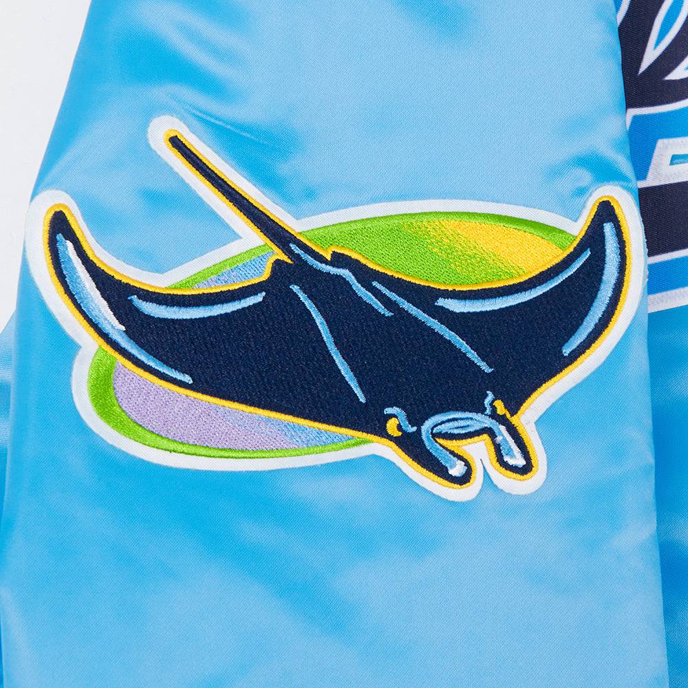 MLB TAMPA BAY RAYS SCRIPT TAIL MEN'S SATIN JACKET (UNIVERSITY BLUE)