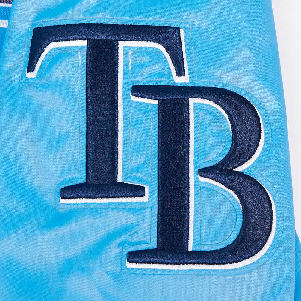 MLB TAMPA BAY RAYS SCRIPT TAIL MEN'S SATIN JACKET (UNIVERSITY BLUE)