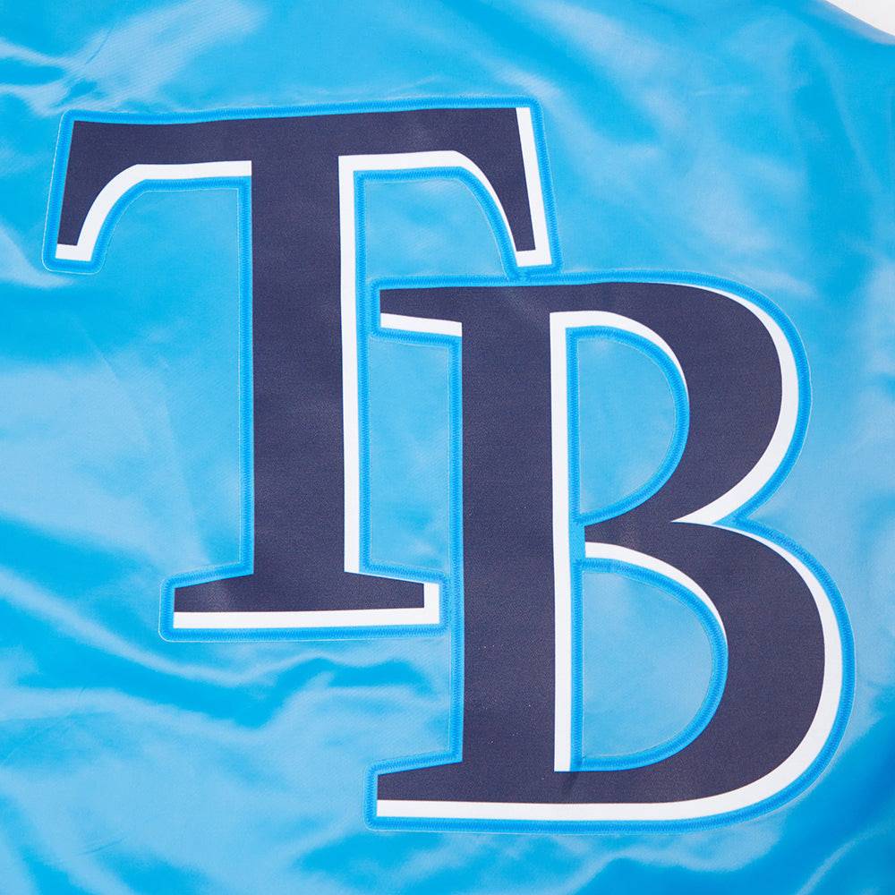 MLB TAMPA BAY RAYS SCRIPT TAIL MEN'S SATIN JACKET (UNIVERSITY BLUE)