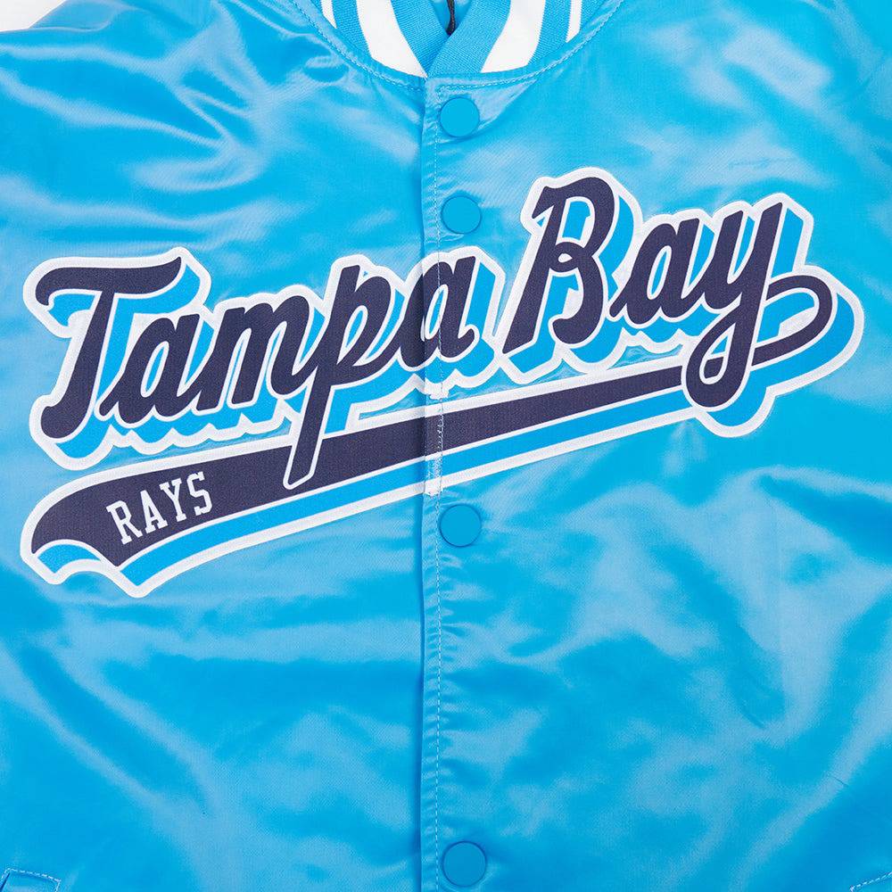 MLB TAMPA BAY RAYS SCRIPT TAIL MEN'S SATIN JACKET (UNIVERSITY BLUE)