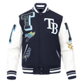 MLB TAMPA BAY RAYS MASHUP MEN'S RIB WOOL VARSITY JACKET (MIDNIGHT NAVY/WHITE)