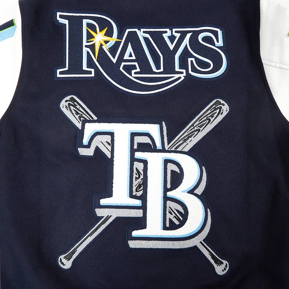 MLB TAMPA BAY RAYS MASHUP MEN'S RIB WOOL VARSITY JACKET (MIDNIGHT NAVY/WHITE)