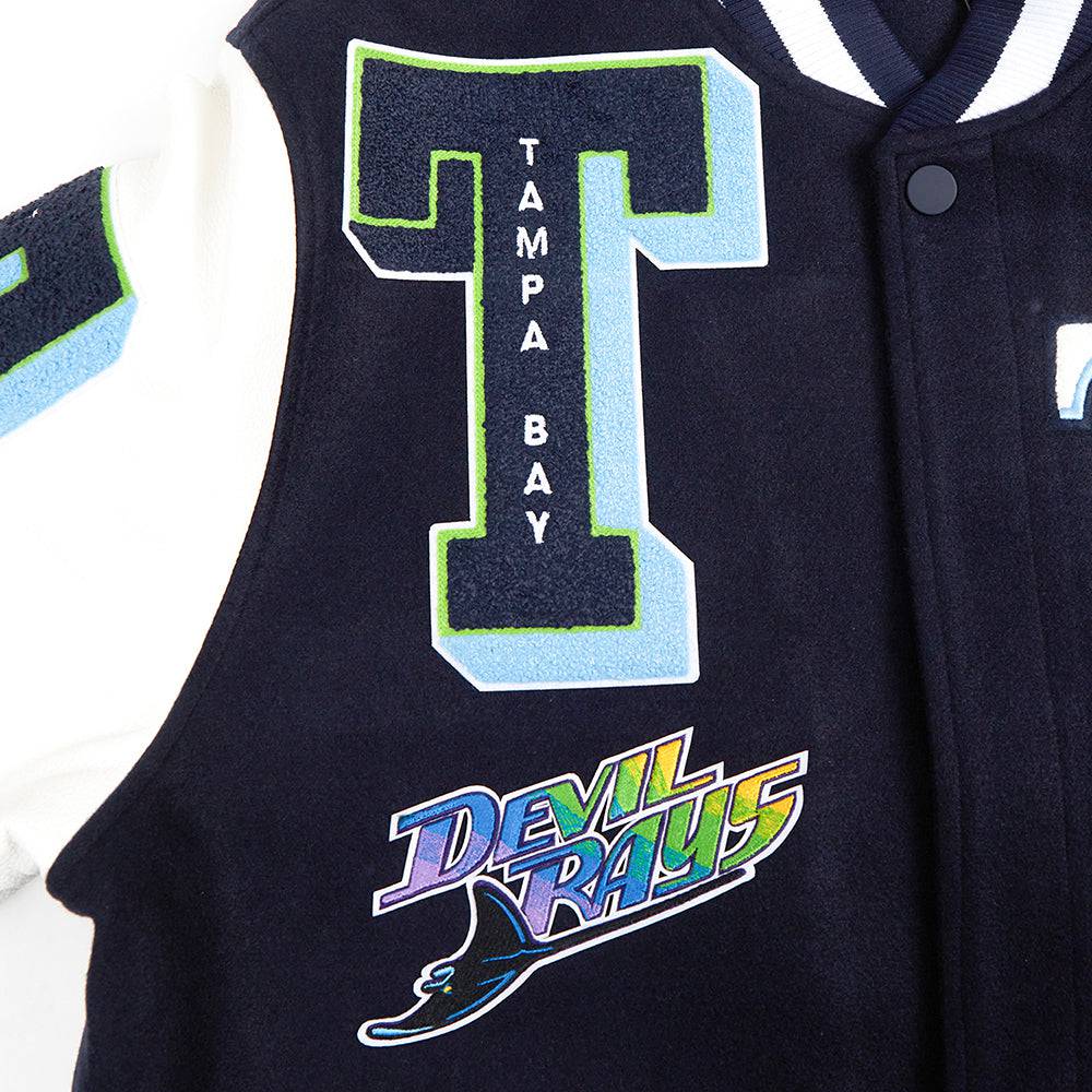 MLB TAMPA BAY RAYS MASHUP MEN'S RIB WOOL VARSITY JACKET (MIDNIGHT NAVY/WHITE)