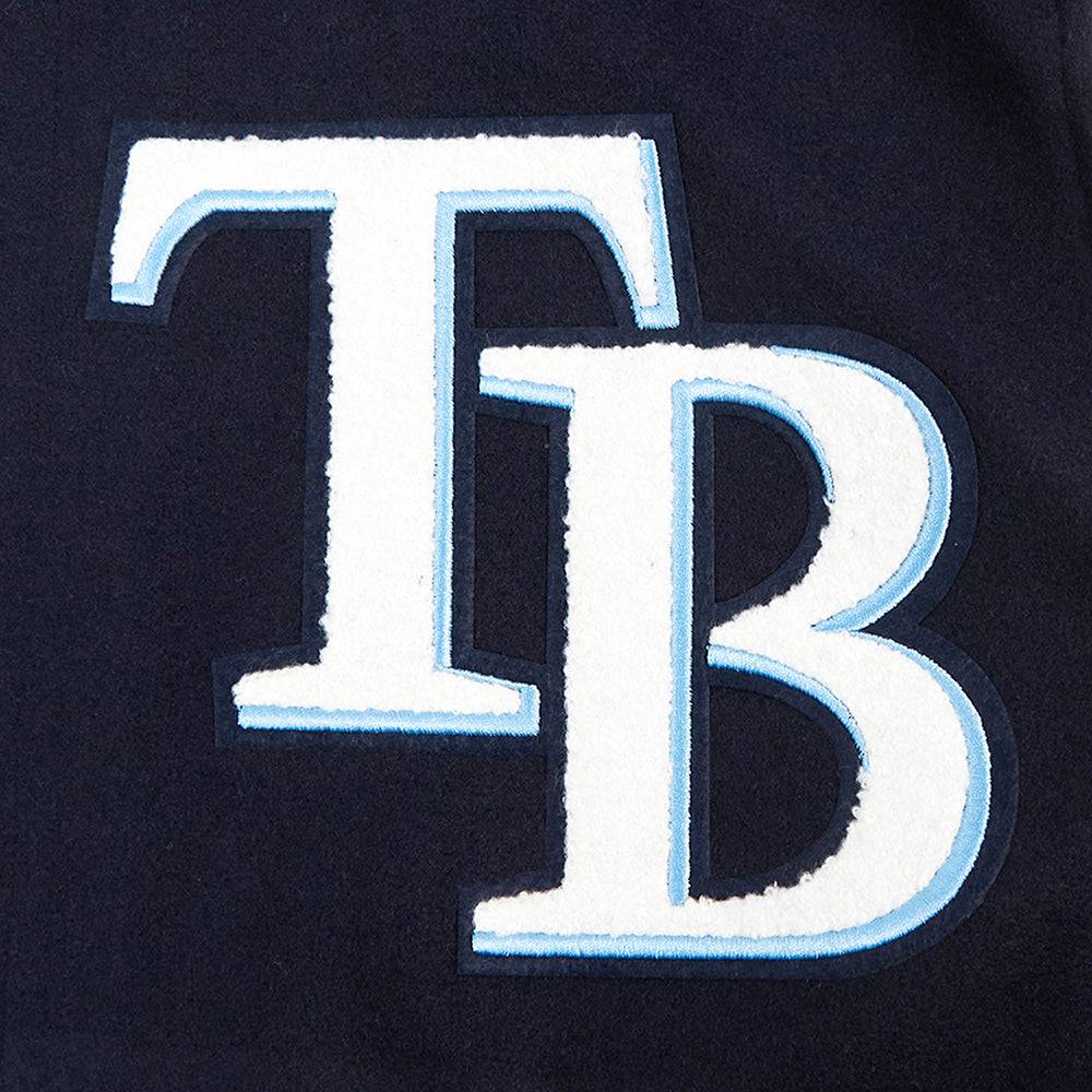 MLB TAMPA BAY RAYS MASHUP MEN'S RIB WOOL VARSITY JACKET (MIDNIGHT NAVY/WHITE)