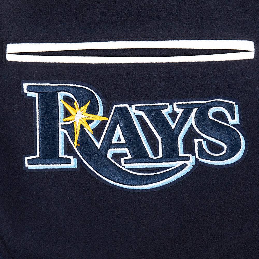 MLB TAMPA BAY RAYS MASHUP MEN'S RIB WOOL VARSITY JACKET (MIDNIGHT NAVY/WHITE)