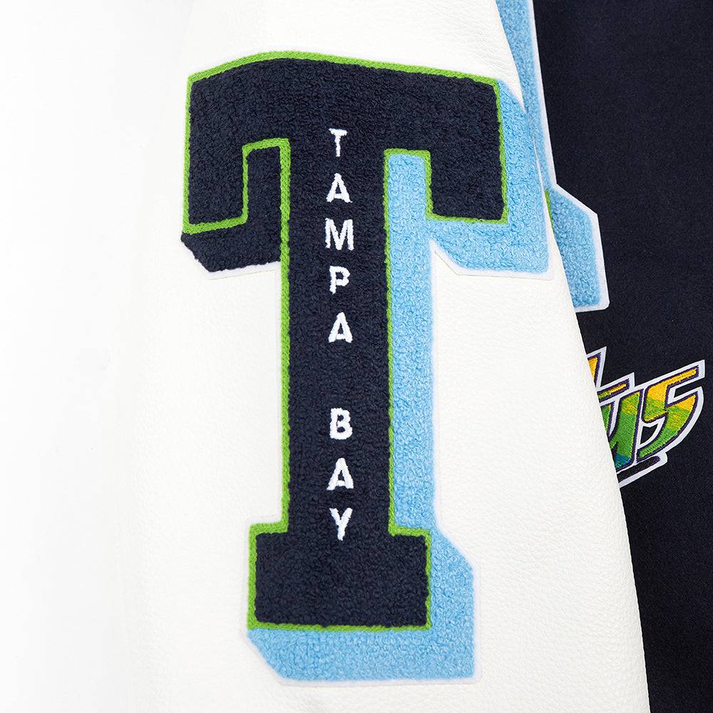 MLB TAMPA BAY RAYS MASHUP MEN'S RIB WOOL VARSITY JACKET (MIDNIGHT NAVY/WHITE)