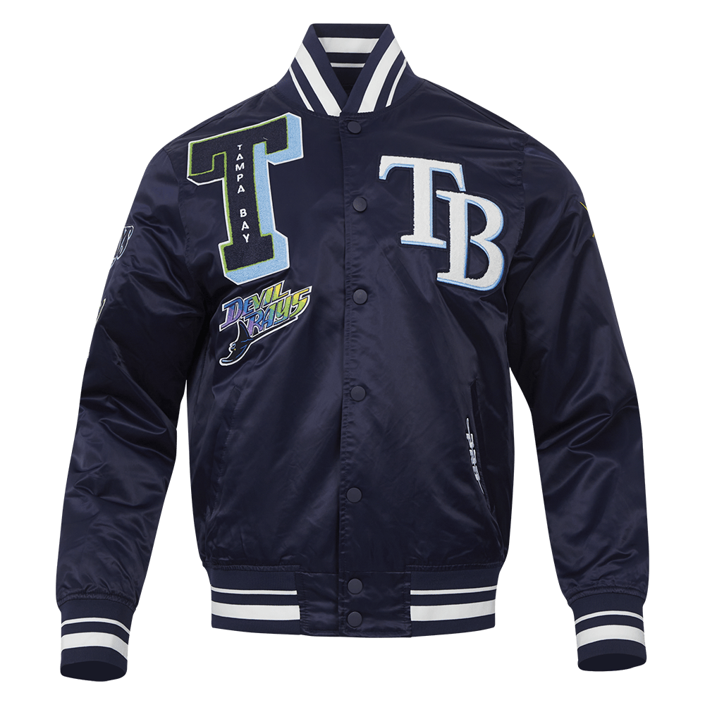 MLB TAMPA BAY RAYS MASHUP MEN'S RIB SATIN JACKET (MIDNIGHT NAVY)