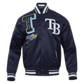 MLB TAMPA BAY RAYS MASHUP MEN'S RIB SATIN JACKET (MIDNIGHT NAVY)
