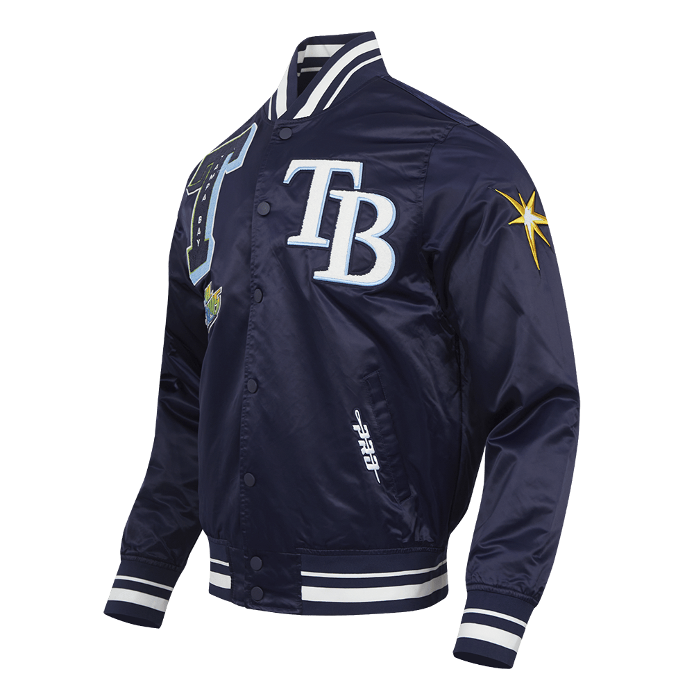 MLB TAMPA BAY RAYS MASHUP MEN'S RIB SATIN JACKET (MIDNIGHT NAVY)