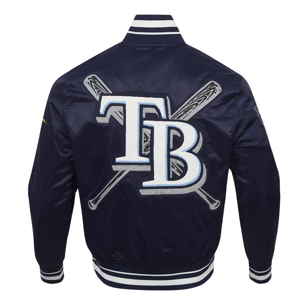 MLB TAMPA BAY RAYS MASHUP MEN'S RIB SATIN JACKET (MIDNIGHT NAVY)