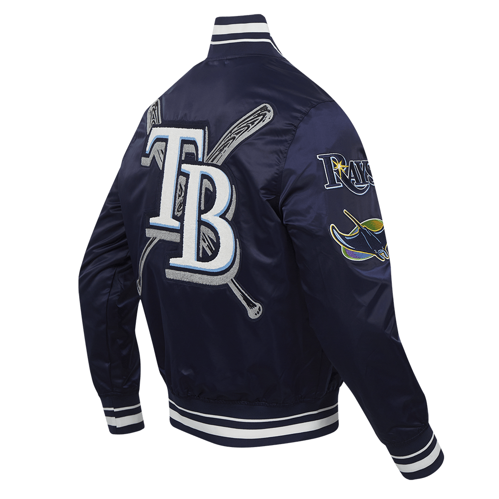 MLB TAMPA BAY RAYS MASHUP MEN'S RIB SATIN JACKET (MIDNIGHT NAVY)