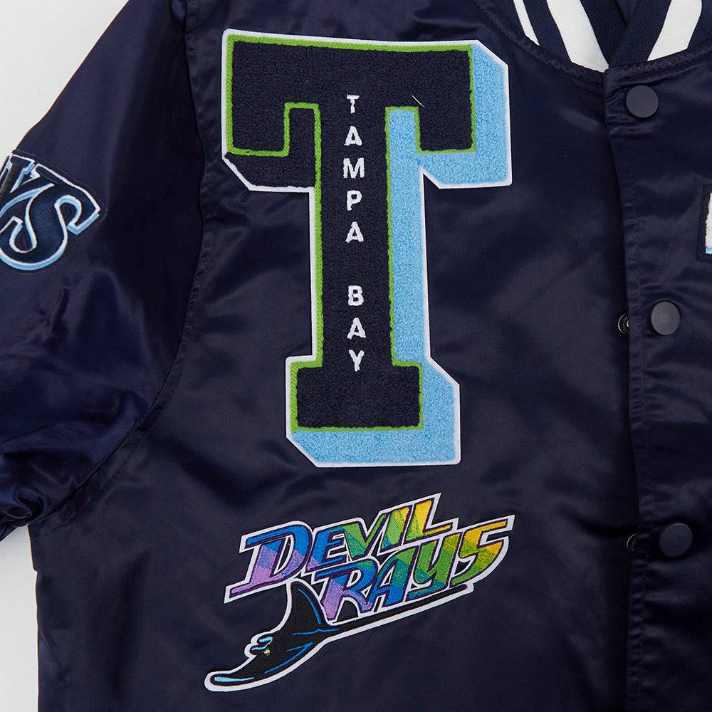 MLB TAMPA BAY RAYS MASHUP MEN'S RIB SATIN JACKET (MIDNIGHT NAVY)