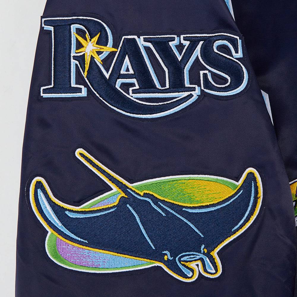 MLB TAMPA BAY RAYS MASHUP MEN'S RIB SATIN JACKET (MIDNIGHT NAVY)