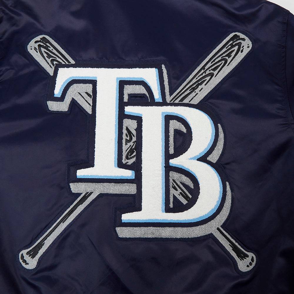 MLB TAMPA BAY RAYS MASHUP MEN'S RIB SATIN JACKET (MIDNIGHT NAVY)