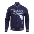 MLB TAMPA BAY RAYS CURRENT LOGO PRO GAME DAY MEN'S DOUBLE KNIT JACKET (MIDNIGHT NAVY/WHITE)