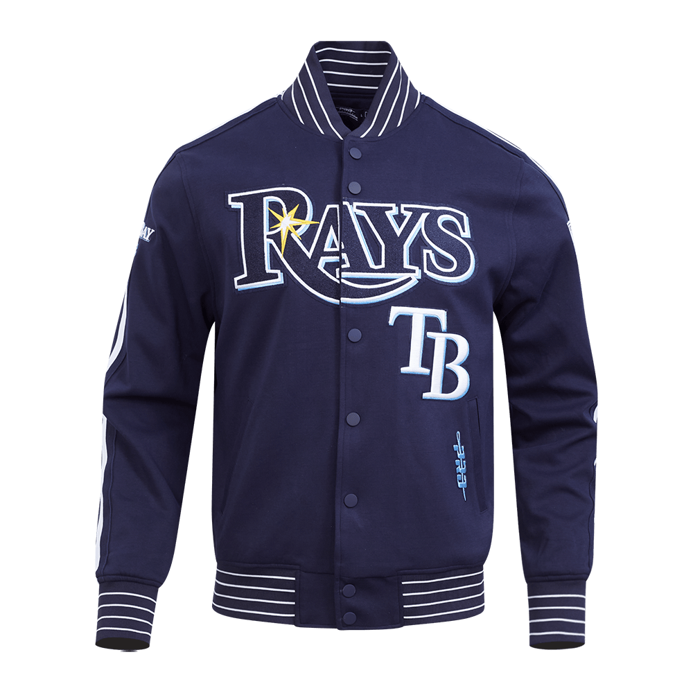 MLB TAMPA BAY RAYS CURRENT LOGO PRO GAME DAY MEN'S DOUBLE KNIT JACKET (MIDNIGHT NAVY/WHITE)