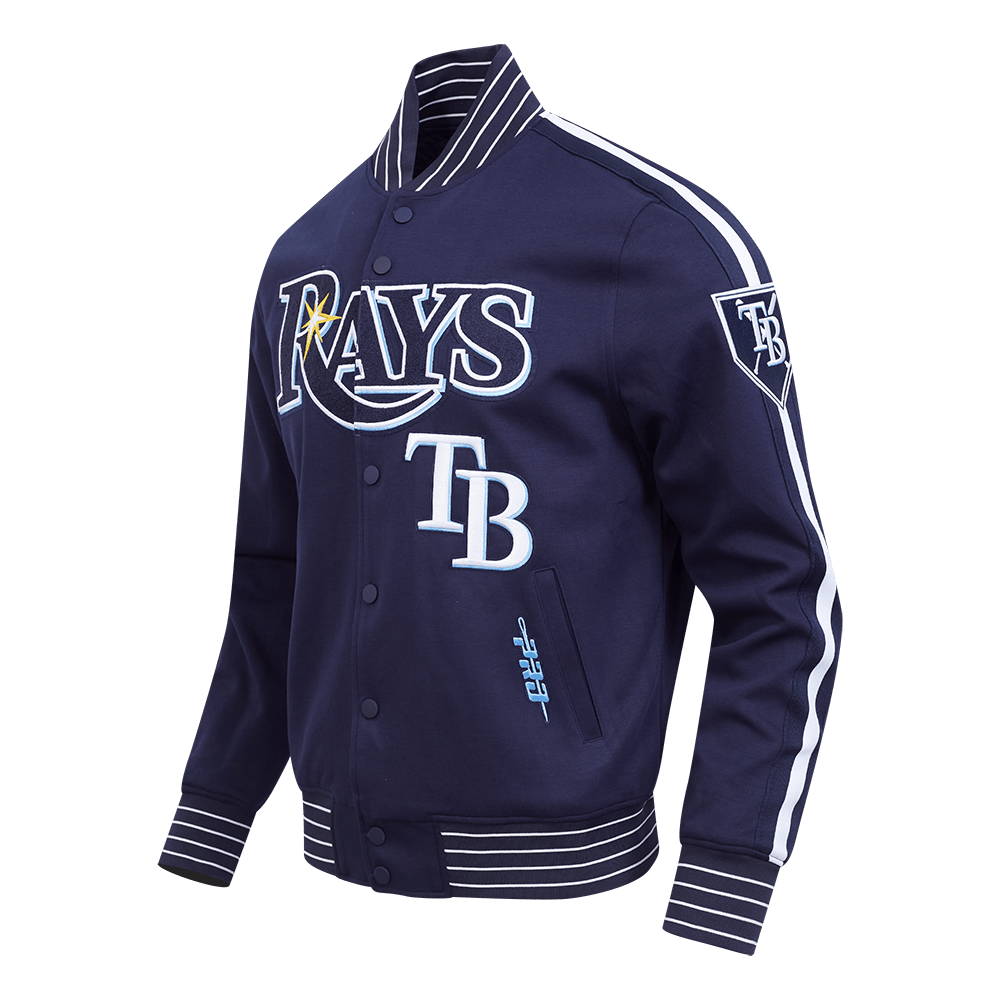 MLB TAMPA BAY RAYS CURRENT LOGO PRO GAME DAY MEN'S DOUBLE KNIT JACKET (MIDNIGHT NAVY/WHITE)