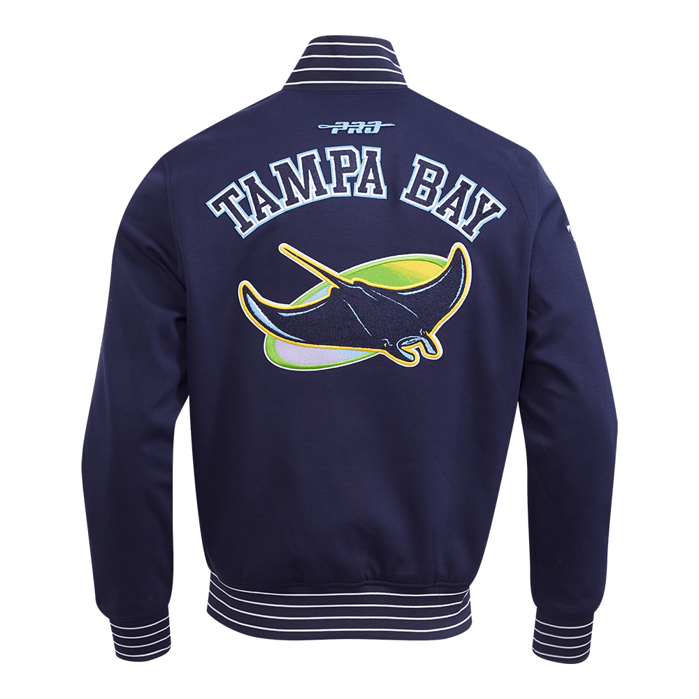MLB TAMPA BAY RAYS CURRENT LOGO PRO GAME DAY MEN'S DOUBLE KNIT JACKET (MIDNIGHT NAVY/WHITE)