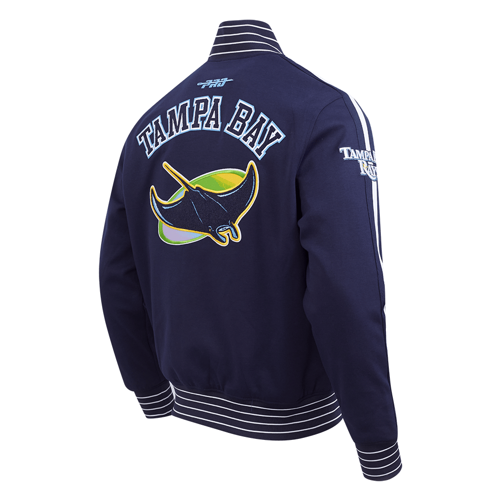 MLB TAMPA BAY RAYS CURRENT LOGO PRO GAME DAY MEN'S DOUBLE KNIT JACKET (MIDNIGHT NAVY/WHITE)