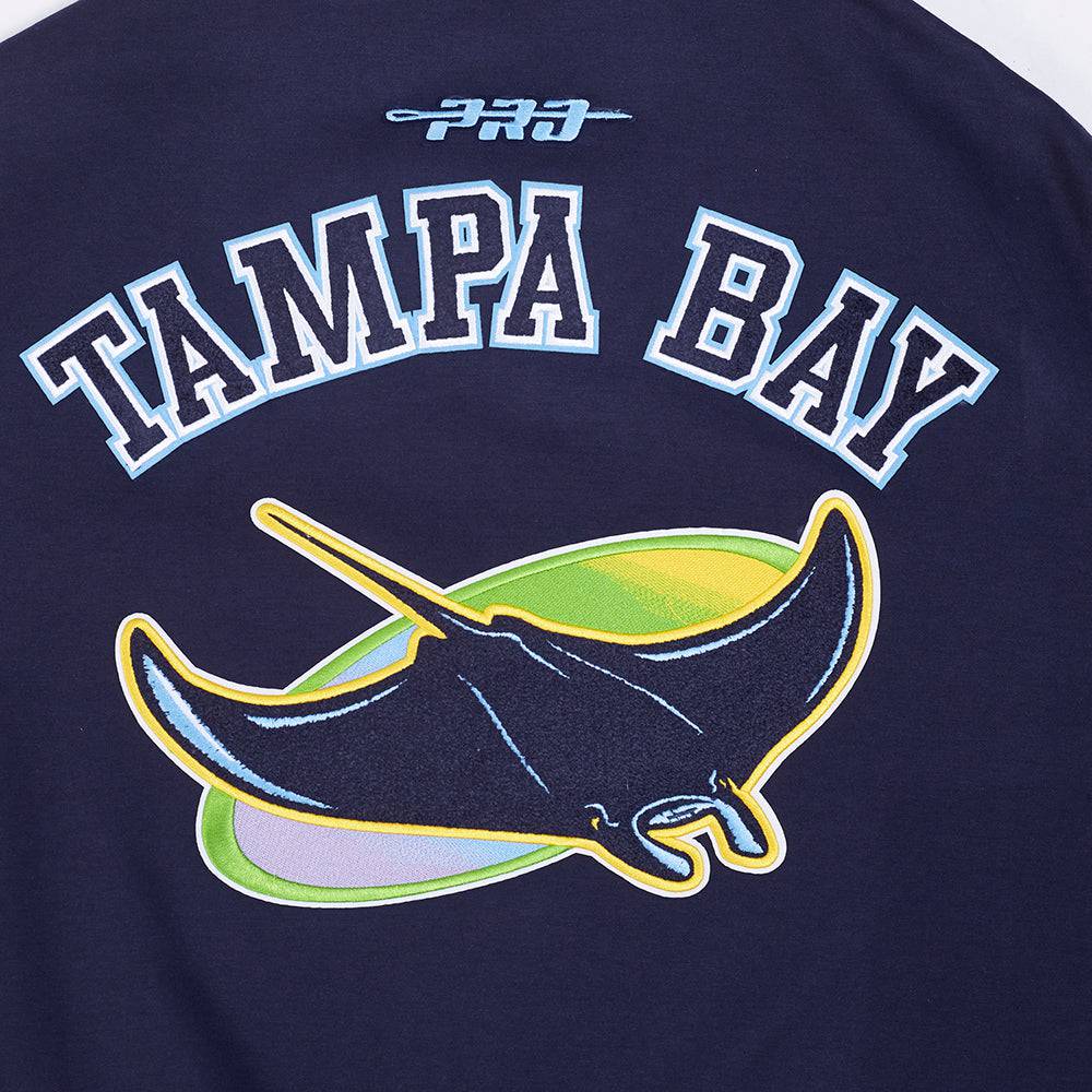 MLB TAMPA BAY RAYS CURRENT LOGO PRO GAME DAY MEN'S DOUBLE KNIT JACKET (MIDNIGHT NAVY/WHITE)