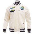 MLB TAMPA DEVIL RAYS RETRO CLASSIC MEN'S RIB SATIN JACKET (EGGSHELL/ MIDNIGHT NAVY)