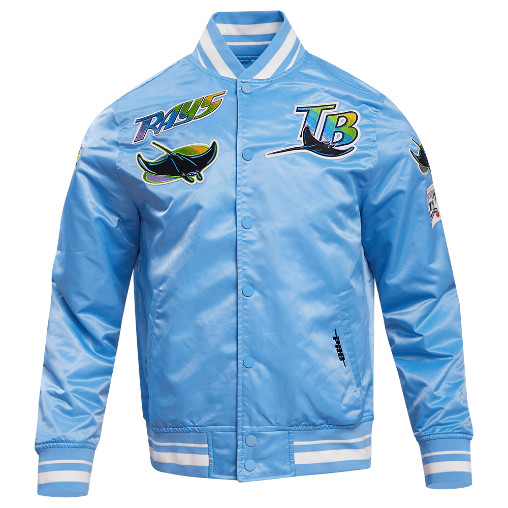 MLB TAMPA DEVIL RAYS RETRO CLASSIC MEN'S RIB SATIN JACKET (UNIVERSITY BLUE)