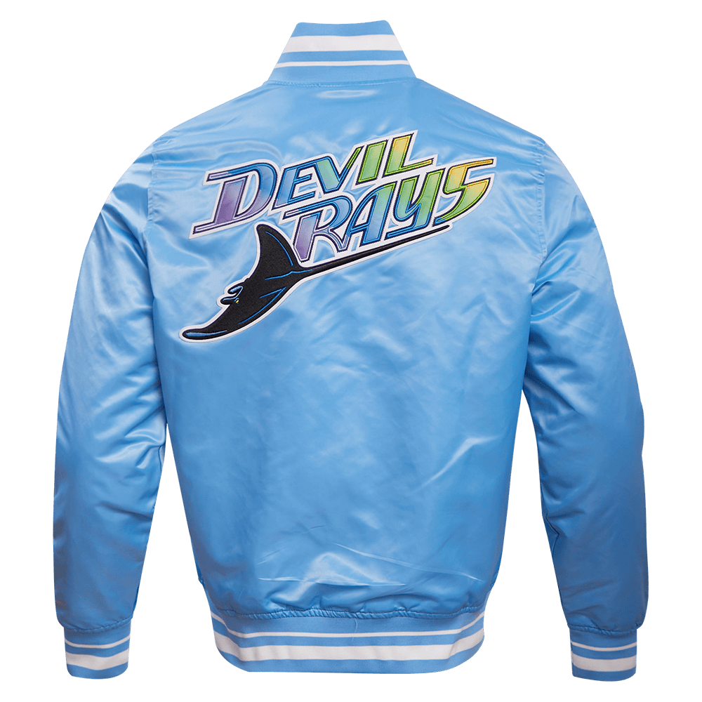 MLB TAMPA DEVIL RAYS RETRO CLASSIC MEN'S RIB SATIN JACKET (UNIVERSITY BLUE)