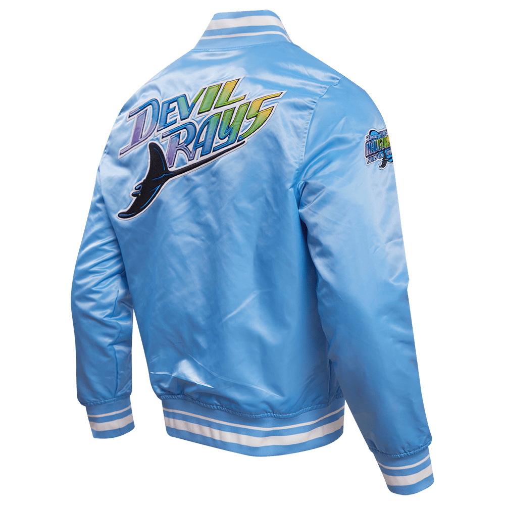 MLB TAMPA DEVIL RAYS RETRO CLASSIC MEN'S RIB SATIN JACKET (UNIVERSITY BLUE)