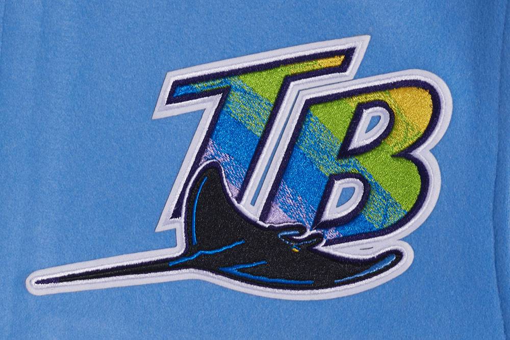 MLB TAMPA DEVIL RAYS RETRO CLASSIC MEN'S RIB WOOL VARSITY JACKET (UNIVERSITY BLUE/WHITE)