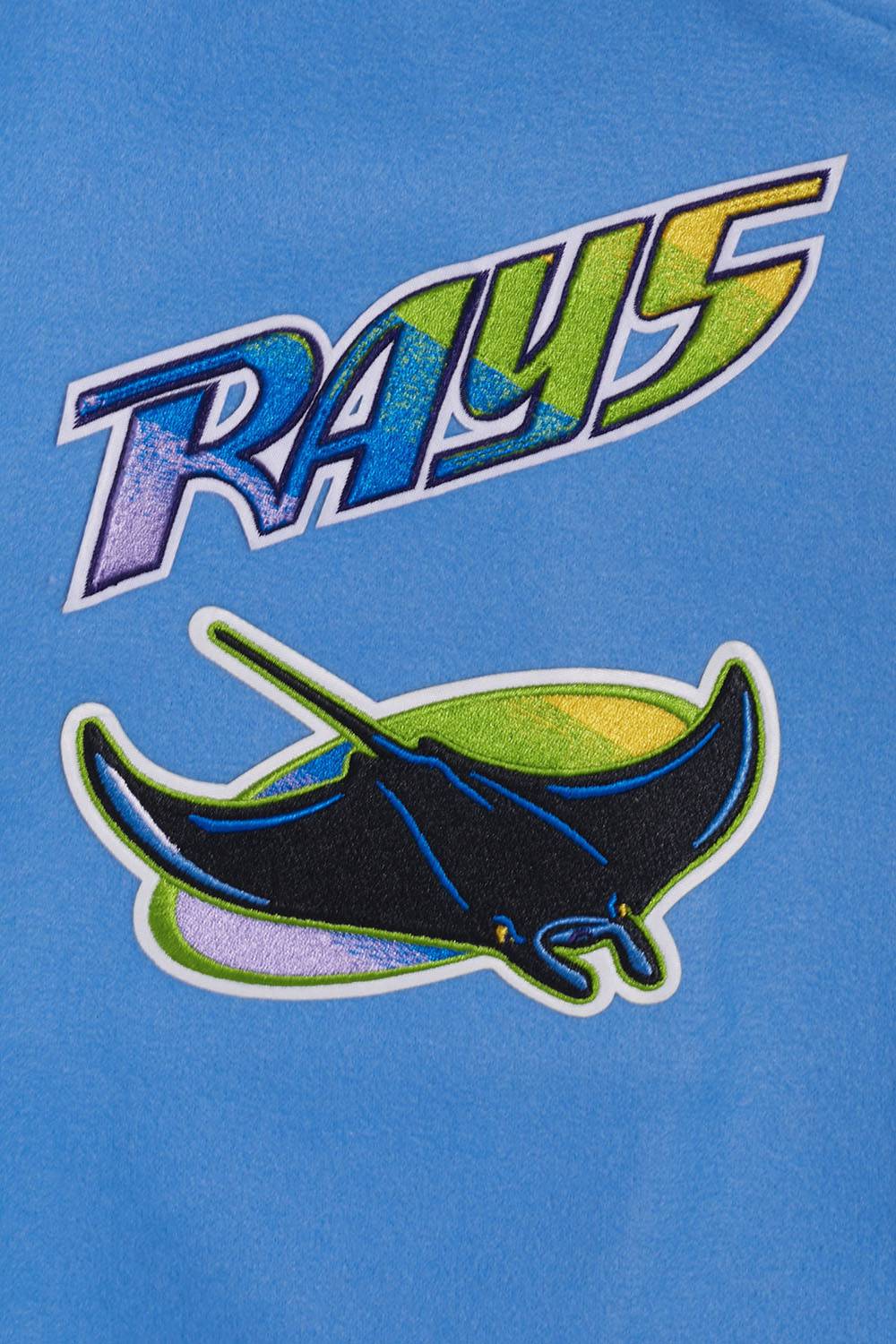 MLB TAMPA DEVIL RAYS RETRO CLASSIC MEN'S RIB WOOL VARSITY JACKET (UNIVERSITY BLUE/WHITE)