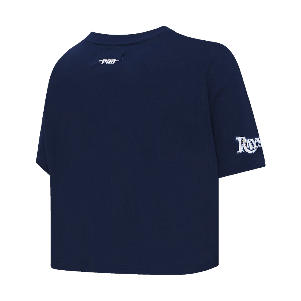 MLB TAMPA BAY RAYS SCRIPT TAIL WOMEN'S SINGLE JERSEY BOXY TOP (MIDNIGHT NAVY)