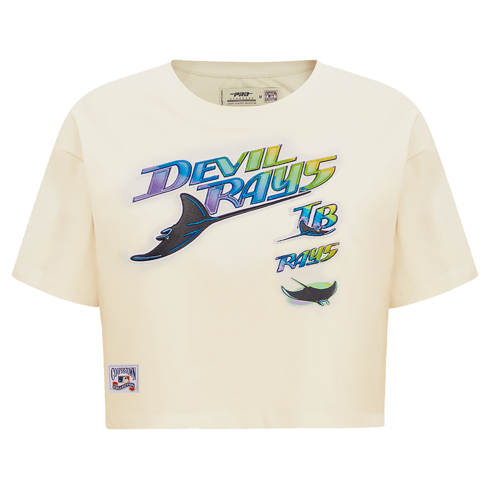 TOP CUADRADO RETRO CLÁSICO DE MUJER MLB TAMPA BAY RAYS (BLANCO HUESO)