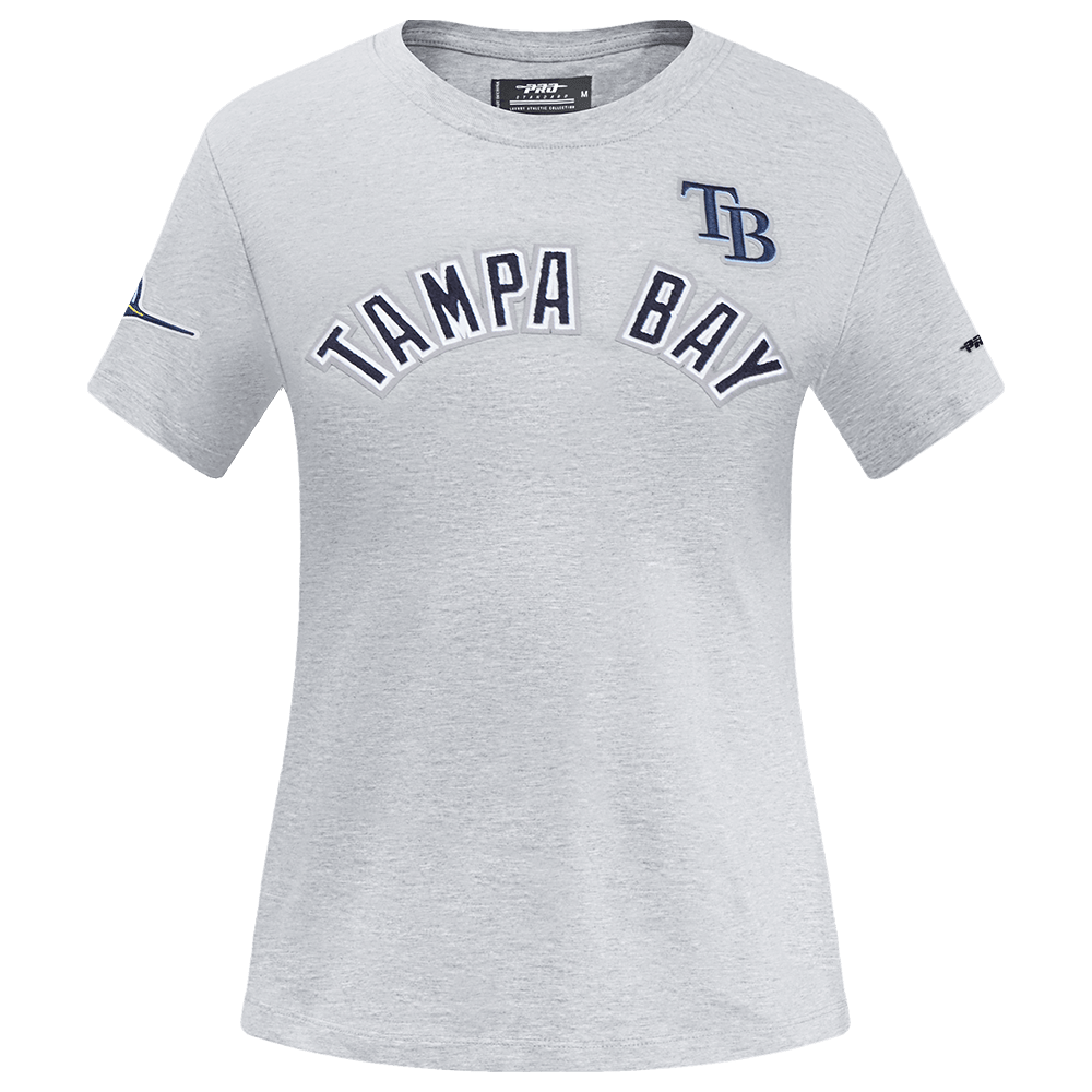 MLB TAMPA BAY RAYS CLASSIC SHORT SLEEVE WOMEN'S SINGLE JERSEY SLIM FIT TOP (HEATHER GREY)