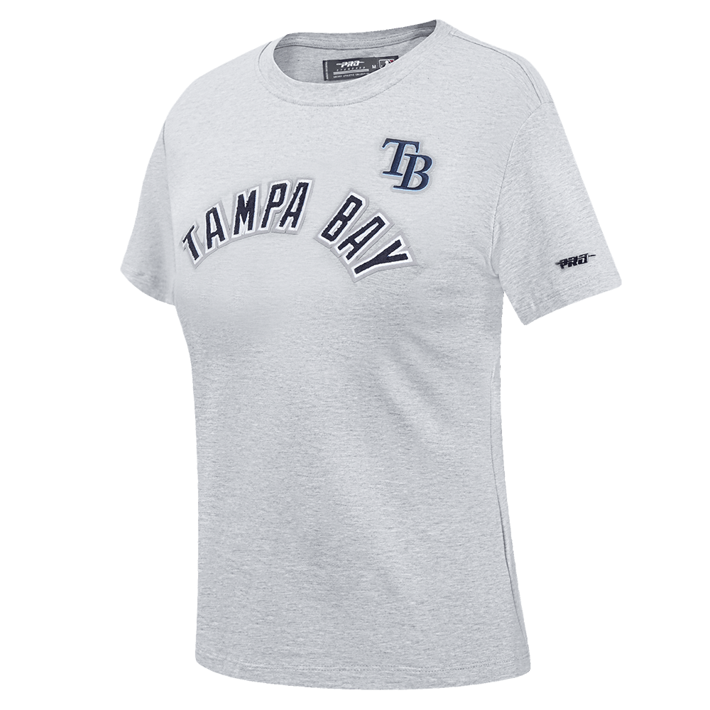 MLB TAMPA BAY RAYS CLASSIC SHORT SLEEVE WOMEN'S SINGLE JERSEY SLIM FIT TOP (HEATHER GREY)