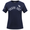 MLB TAMPA BAY RAYS CLASSIC SHORT SLEEVE WOMEN'S SINGLE JERSEY SLIM FIT TOP (MIDNIGHT NAVY)