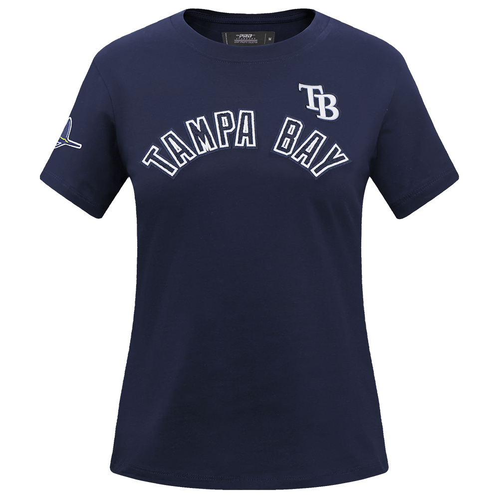 MLB TAMPA BAY RAYS CLASSIC SHORT SLEEVE WOMEN'S SINGLE JERSEY SLIM FIT TOP (MIDNIGHT NAVY)