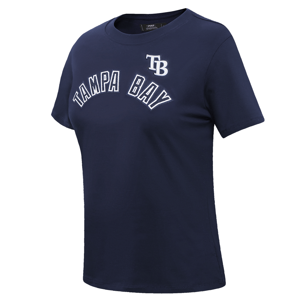 MLB TAMPA BAY RAYS CLASSIC SHORT SLEEVE WOMEN'S SINGLE JERSEY SLIM FIT TOP (MIDNIGHT NAVY)