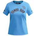MLB TAMPA BAY RAYS CLASSIC SHORT SLEEVE WOMEN'S SINGLE JERSEY SLIM FIT TOP (UNIVERSITY BLUE)