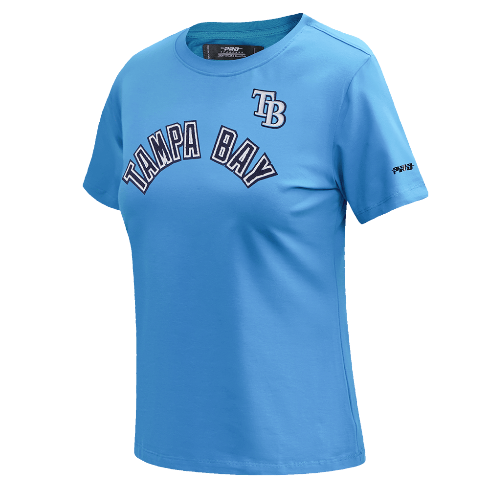 MLB TAMPA BAY RAYS CLASSIC SHORT SLEEVE WOMEN'S SINGLE JERSEY SLIM FIT TOP (UNIVERSITY BLUE)