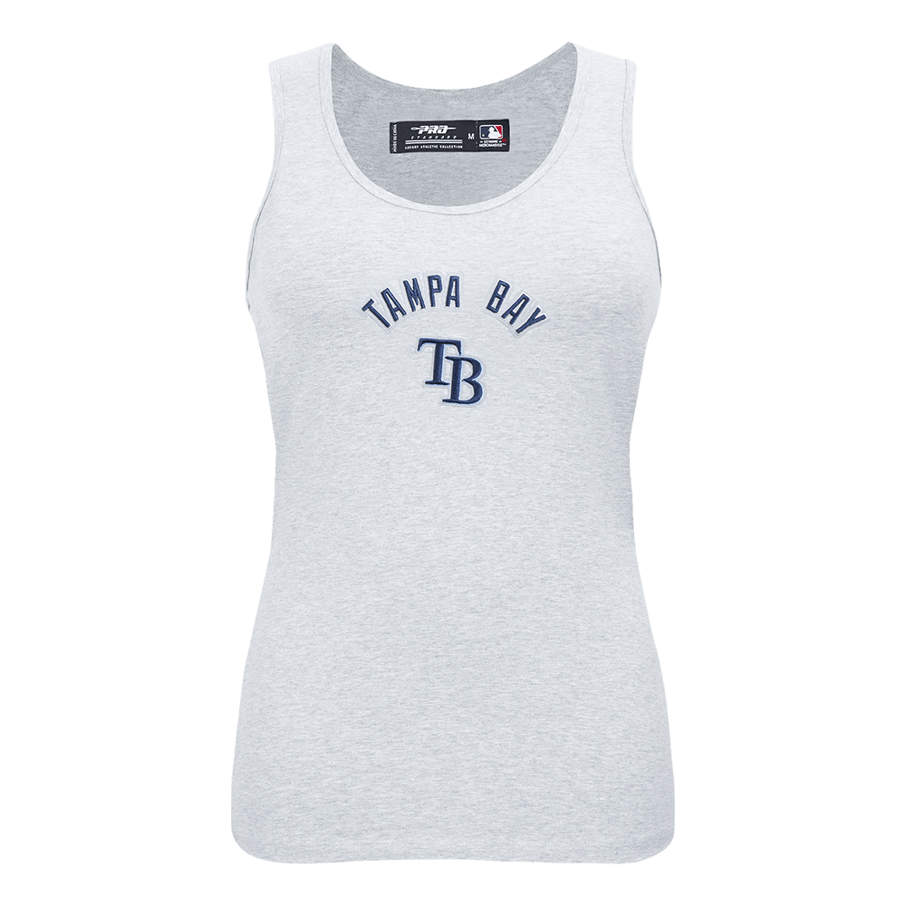 CAMISETA DEPORTIVA CLÁSICA PARA MUJER MLB TAMPA BAY RAYS DE CORTE HOLGADO Y ESPALDA DE ATLETA (GRIS MELANGE)